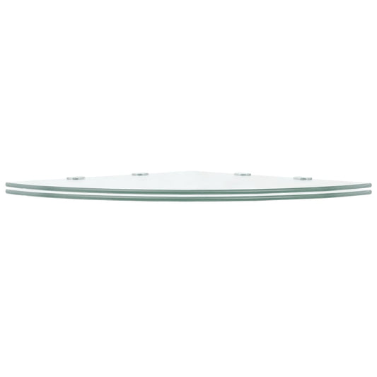 Prateleiras canto 2 pcs suportes cromados 45x45cm vidro transp.