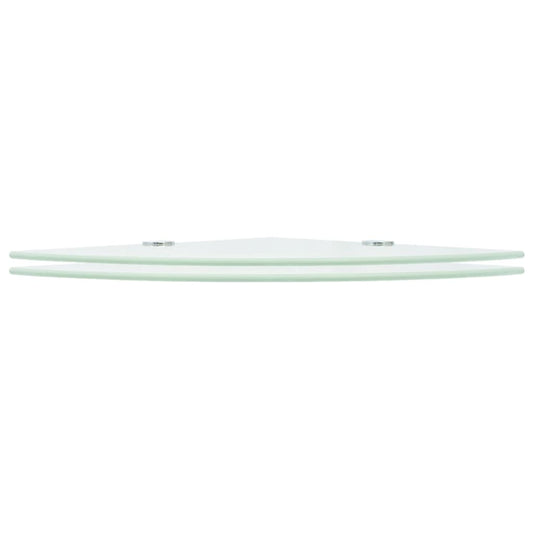 Prateleiras canto 2 pcs suportes cromados 25x25cm vidro branco
