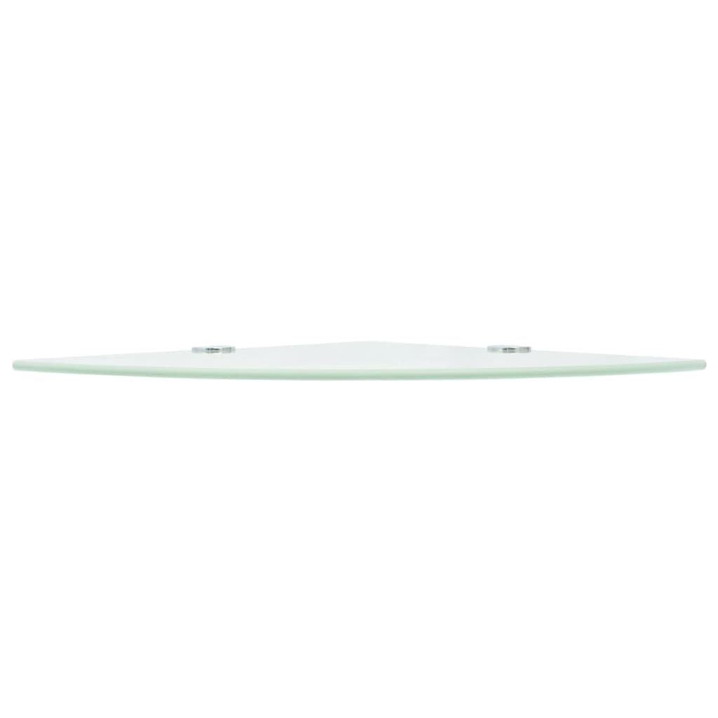 Prateleiras canto 2 pcs suportes cromados 25x25cm vidro branco