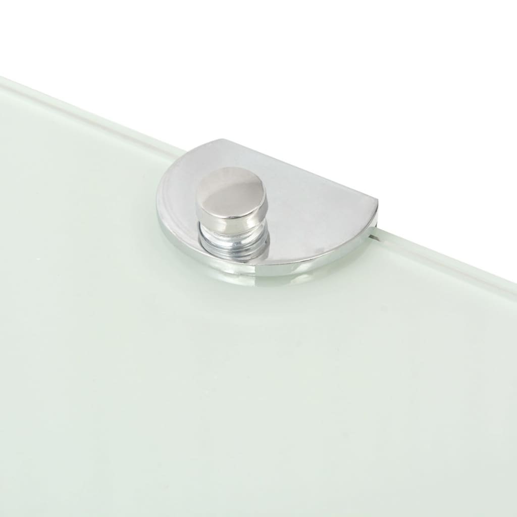 Prateleiras canto 2 pcs suportes cromados 25x25cm vidro branco