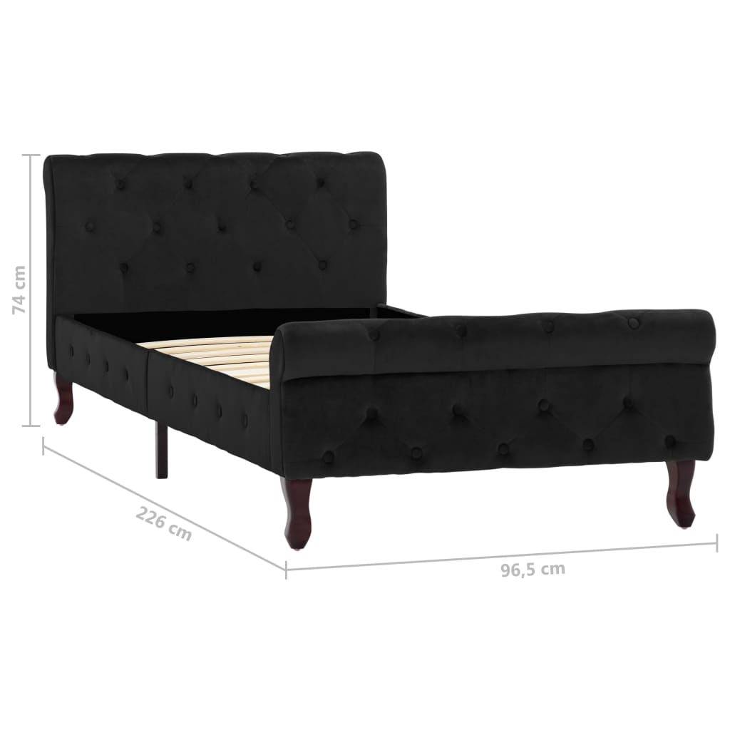 Estrutura de cama 90x200 cm veludo preto