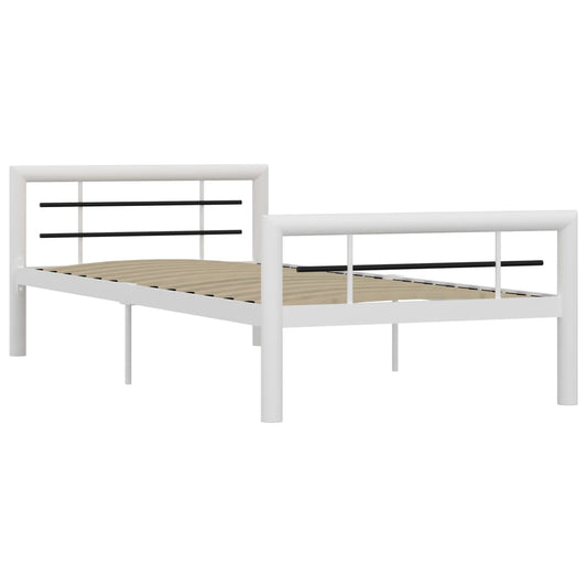 Estrutura de cama 100x200 cm metal branco e preto