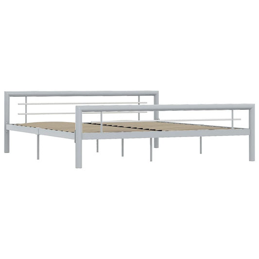 Estrutura de cama 180x200 cm metal cinzento e branco
