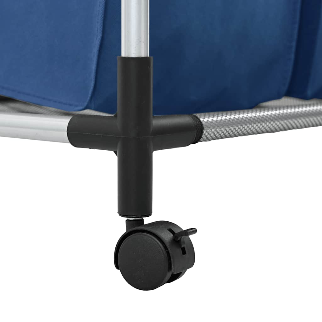 Separador de roupa suja com 3 sacos aço azul