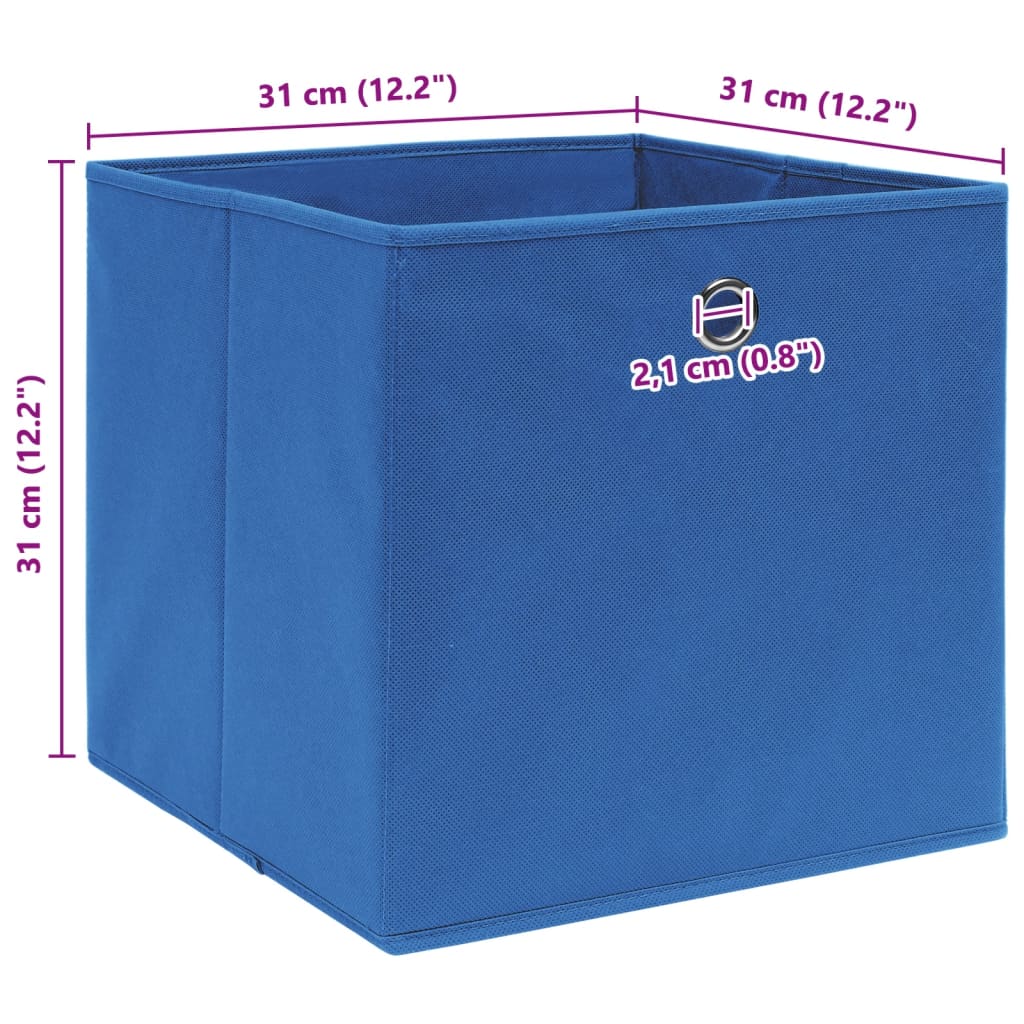 Caixas de arrumação 4 pcs 32x32x32 cm tecido azul