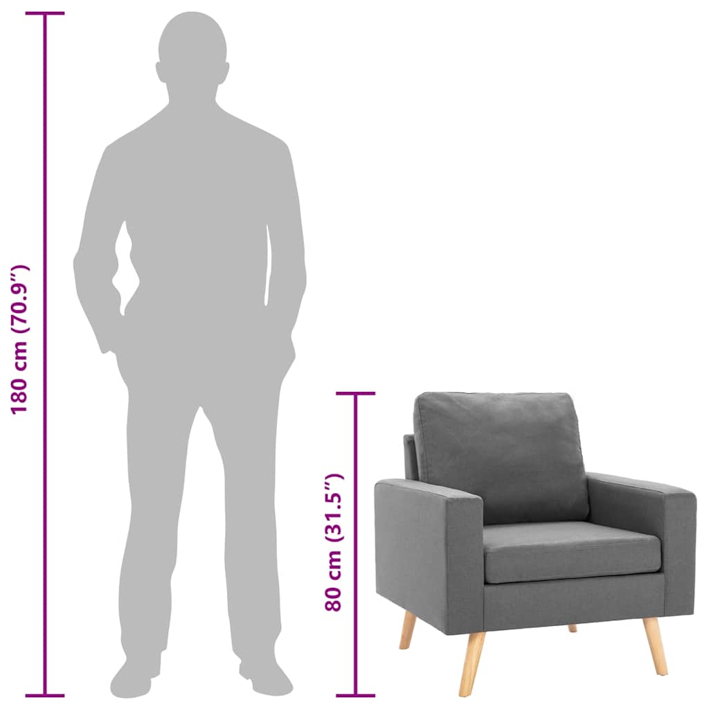 Poltrona em tecido cinzento-claro