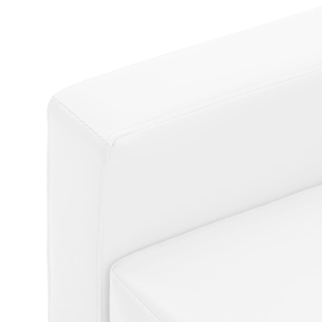 Sofá de 3 lugares com apoio de pés couro artificial branco