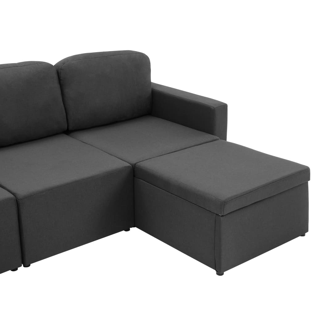 Sofá-cama modular de 3 lugares tecido cinzento-escuro