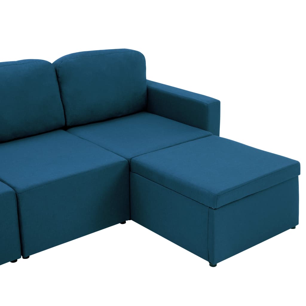 Sofá-cama modular de 3 lugares tecido azul