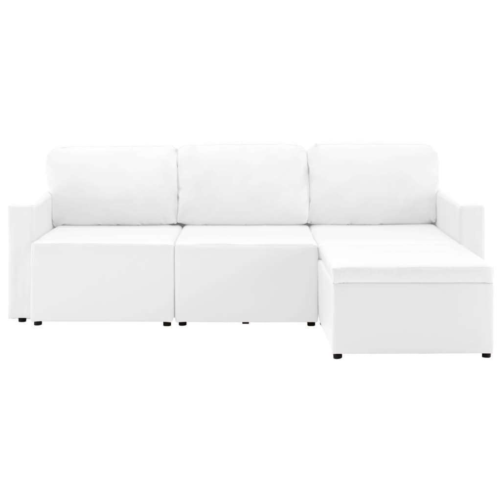 Sofá-cama modular de 3 lugares couro artificial branco