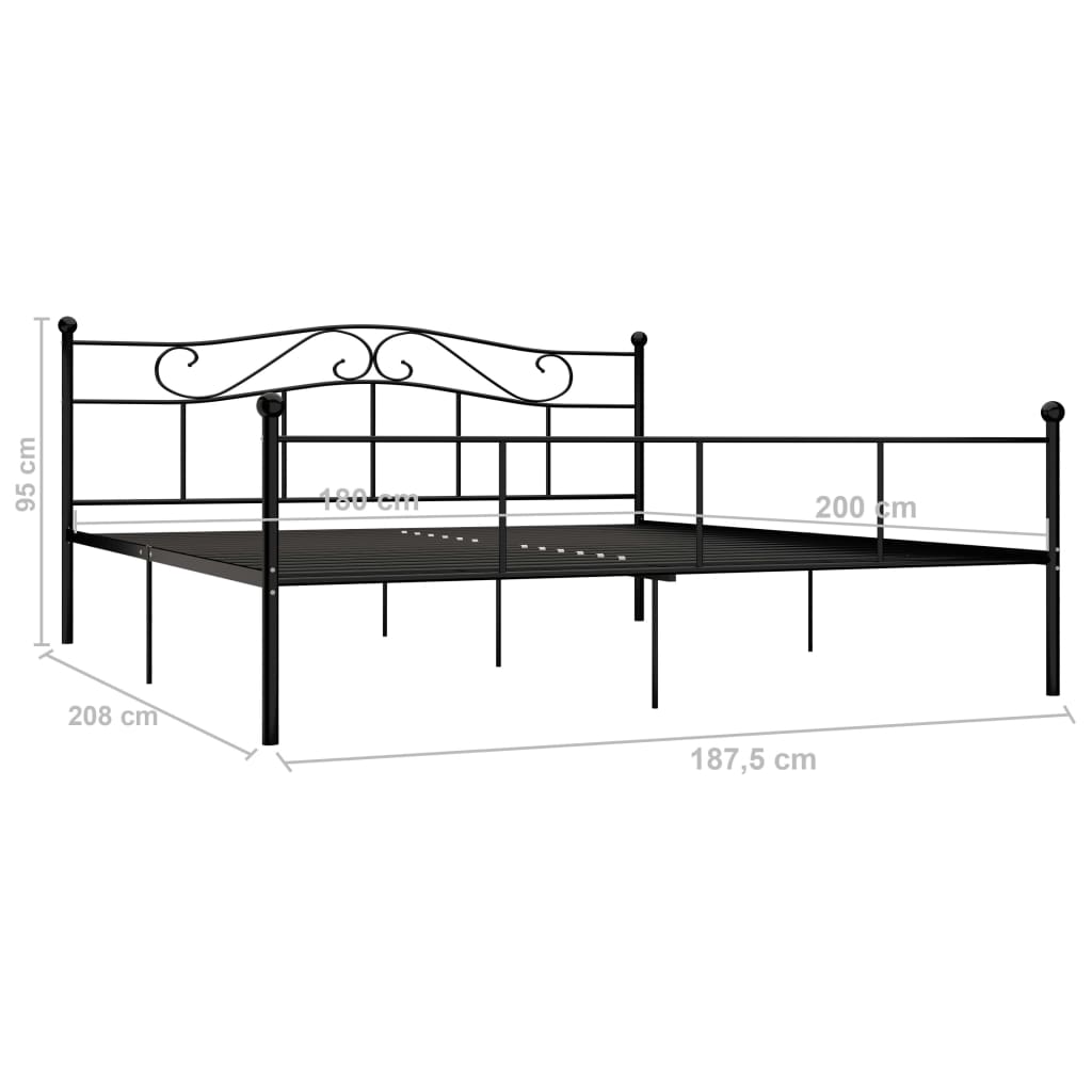 Estrutura de cama em metal 180x200 cm preto