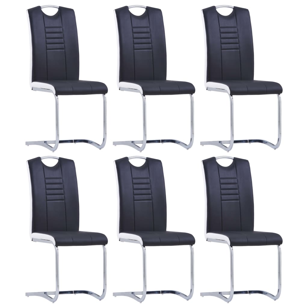 7 pcs conjunto de jantar couro artificial preto