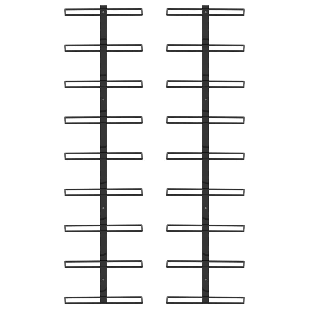 Garrafeiras de parede para 18 garrafas 2 pcs ferro preto