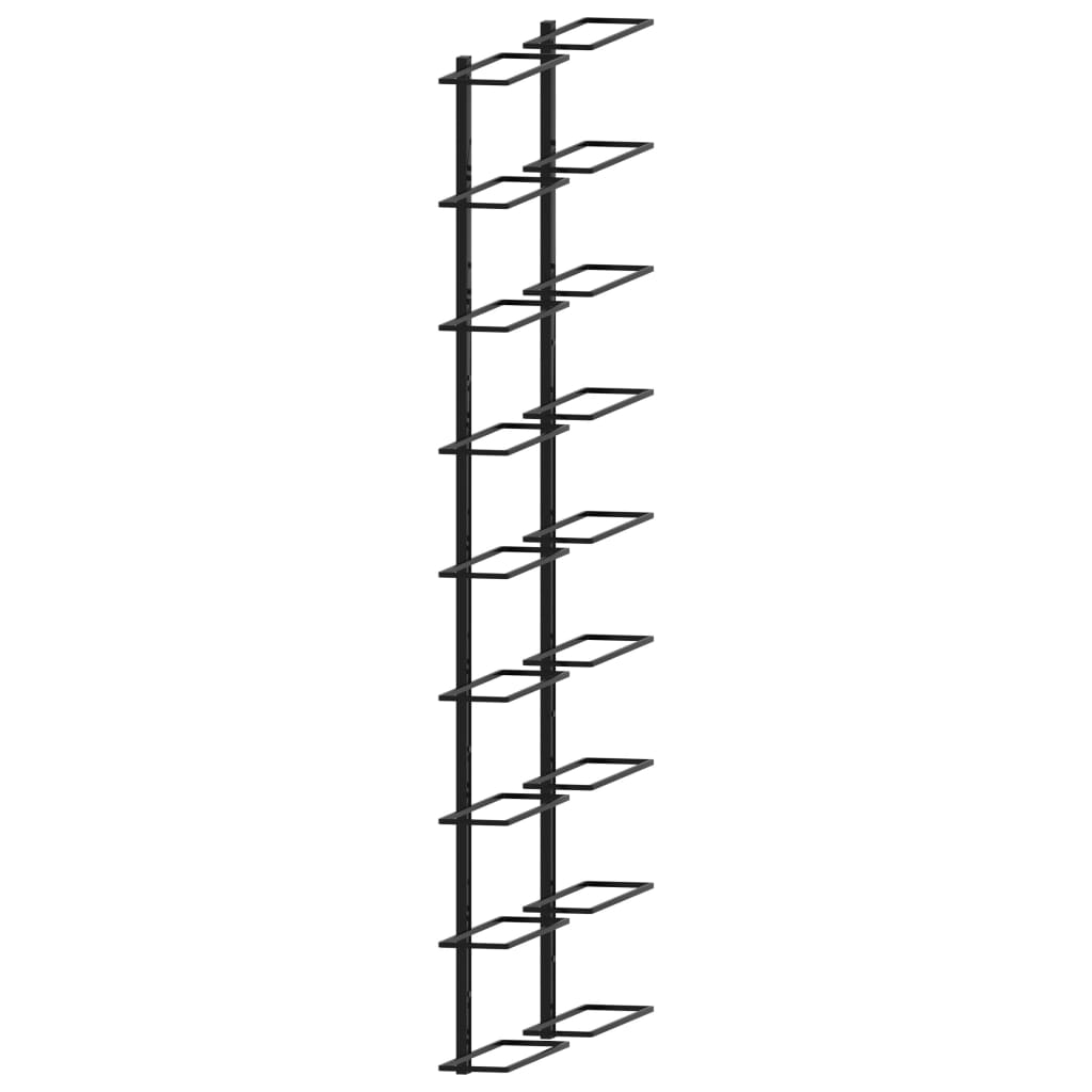Garrafeiras de parede para 18 garrafas 2 pcs ferro preto