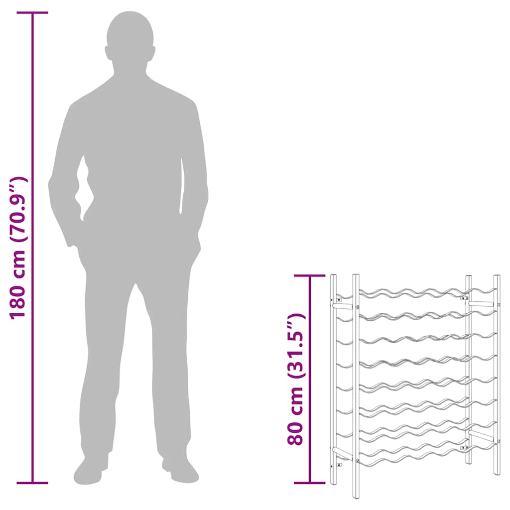 Garrafeira para 48 garrafas metal preto