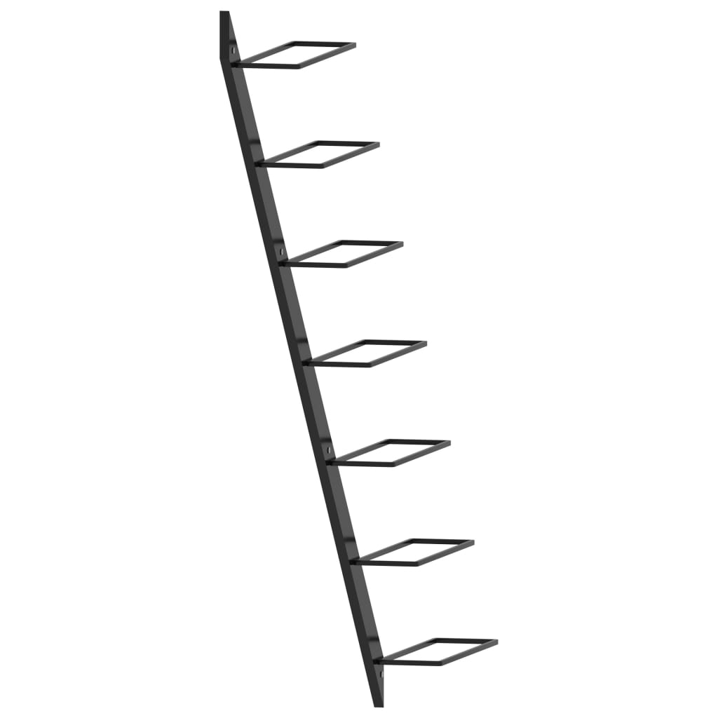 Garrafeira de parede para 7 garrafas metal preto