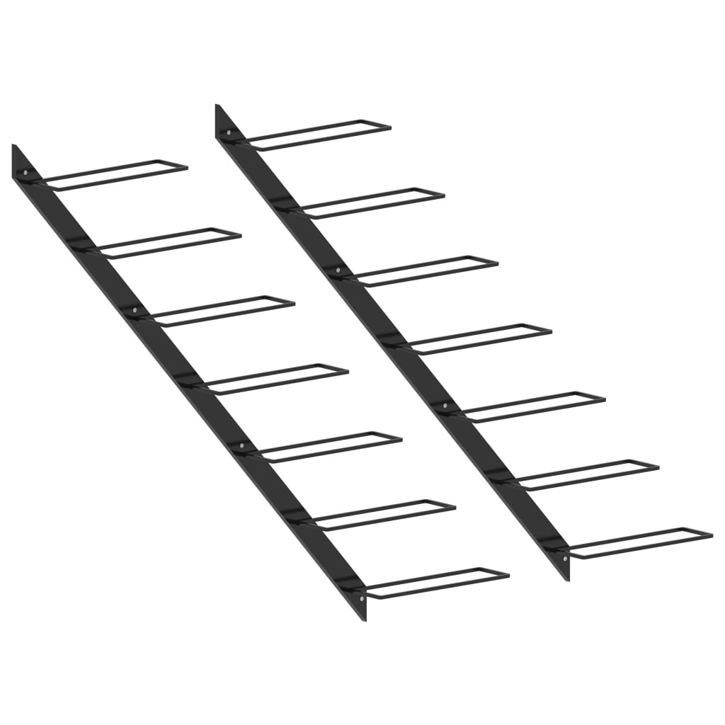 Garrafeiras de parede para 14 garrafas 2 pcs metal preto