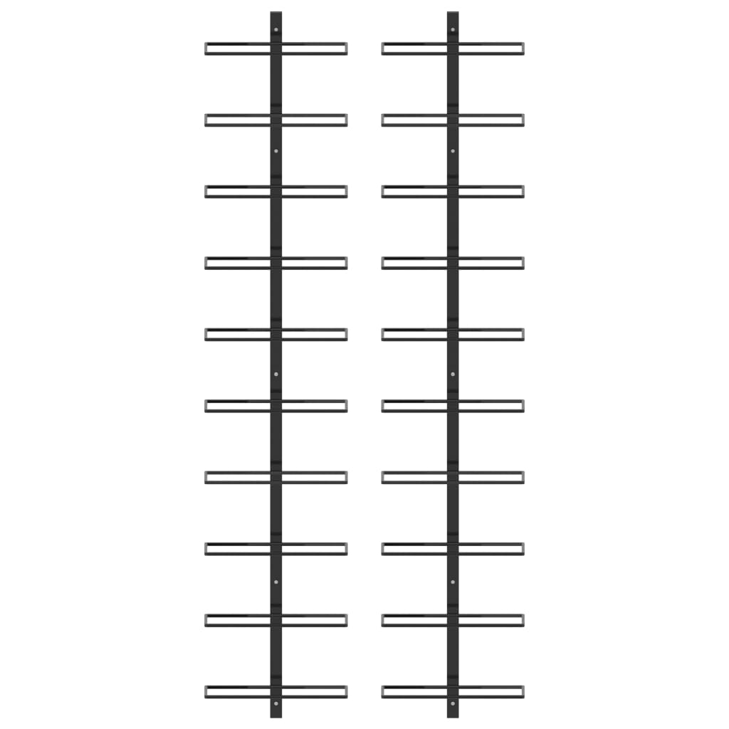 Garrafeiras de parede para 20 garrafas 2 pcs metal preto