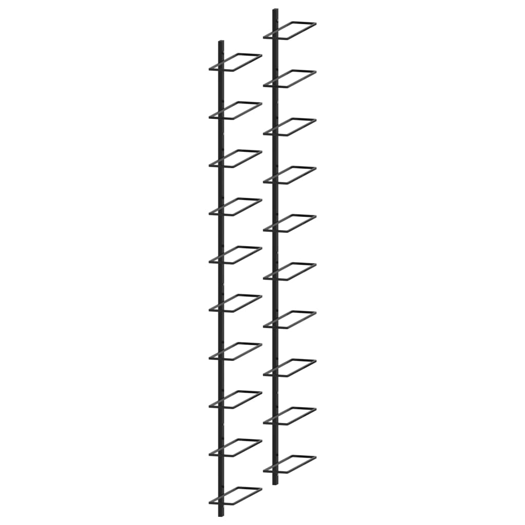 Garrafeiras de parede para 20 garrafas 2 pcs metal preto