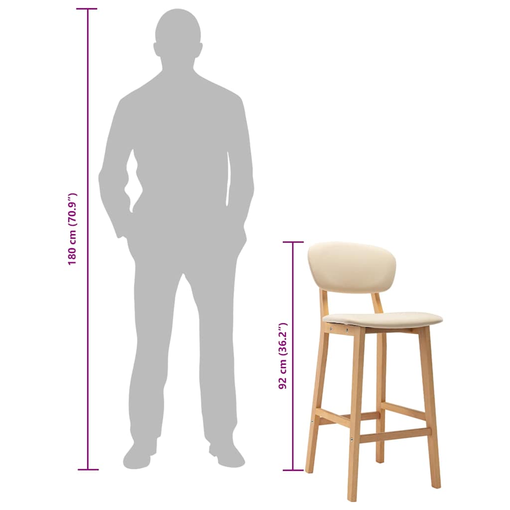 Bancos de bar 2 pcs tecido cor creme