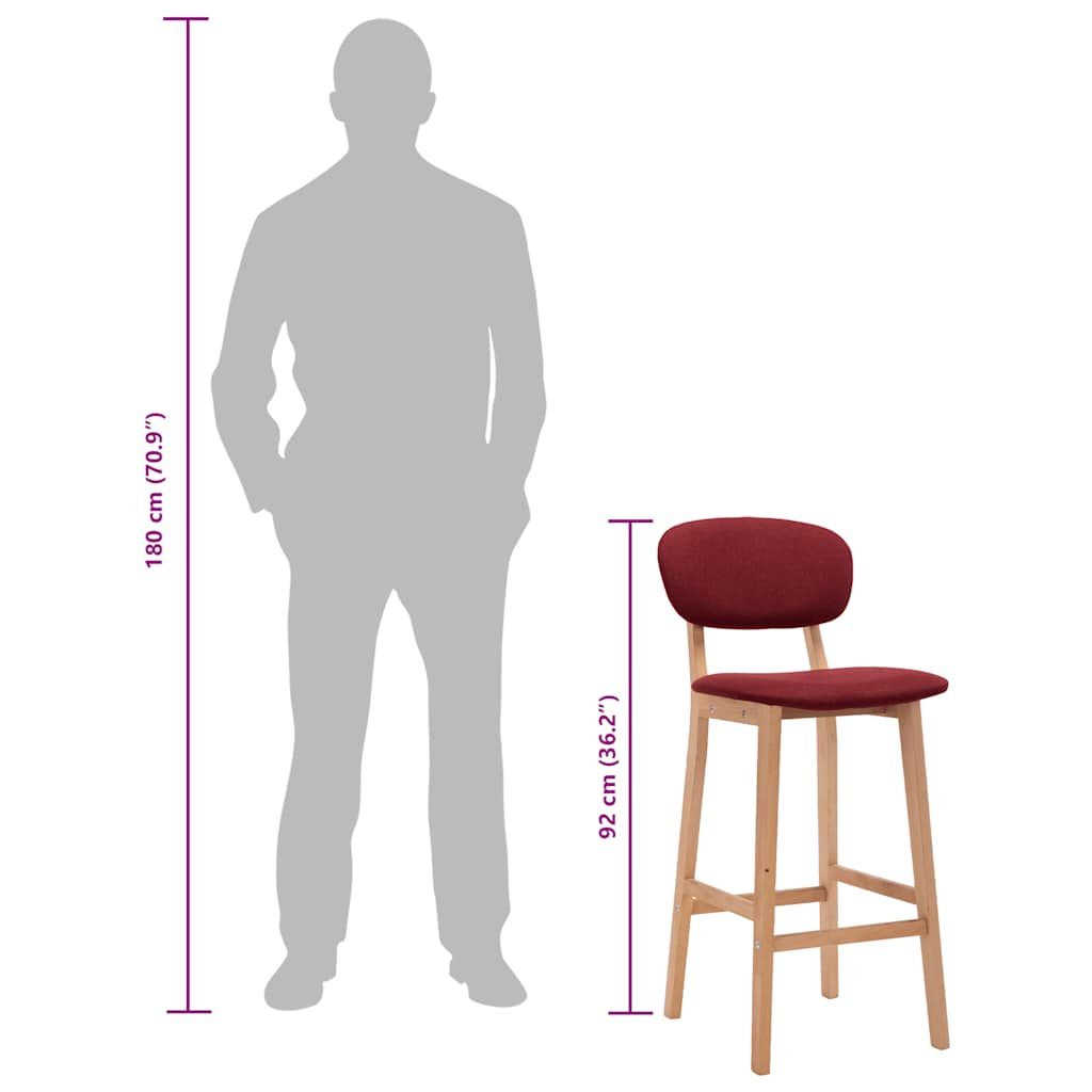 Bancos de bar 2 pcs tecido vermelho tinto