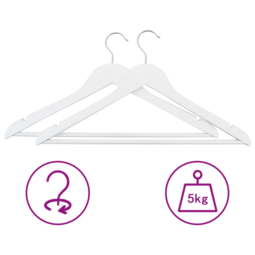 100 pcs conjunto de cabides antiderrapantes madeira branco
