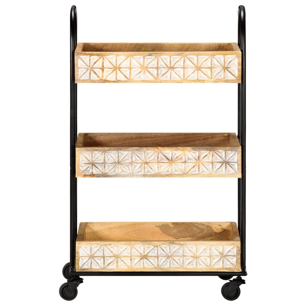 Carrinho de cozinha 3 prateleiras 46x30x76 cm mangueira maciça