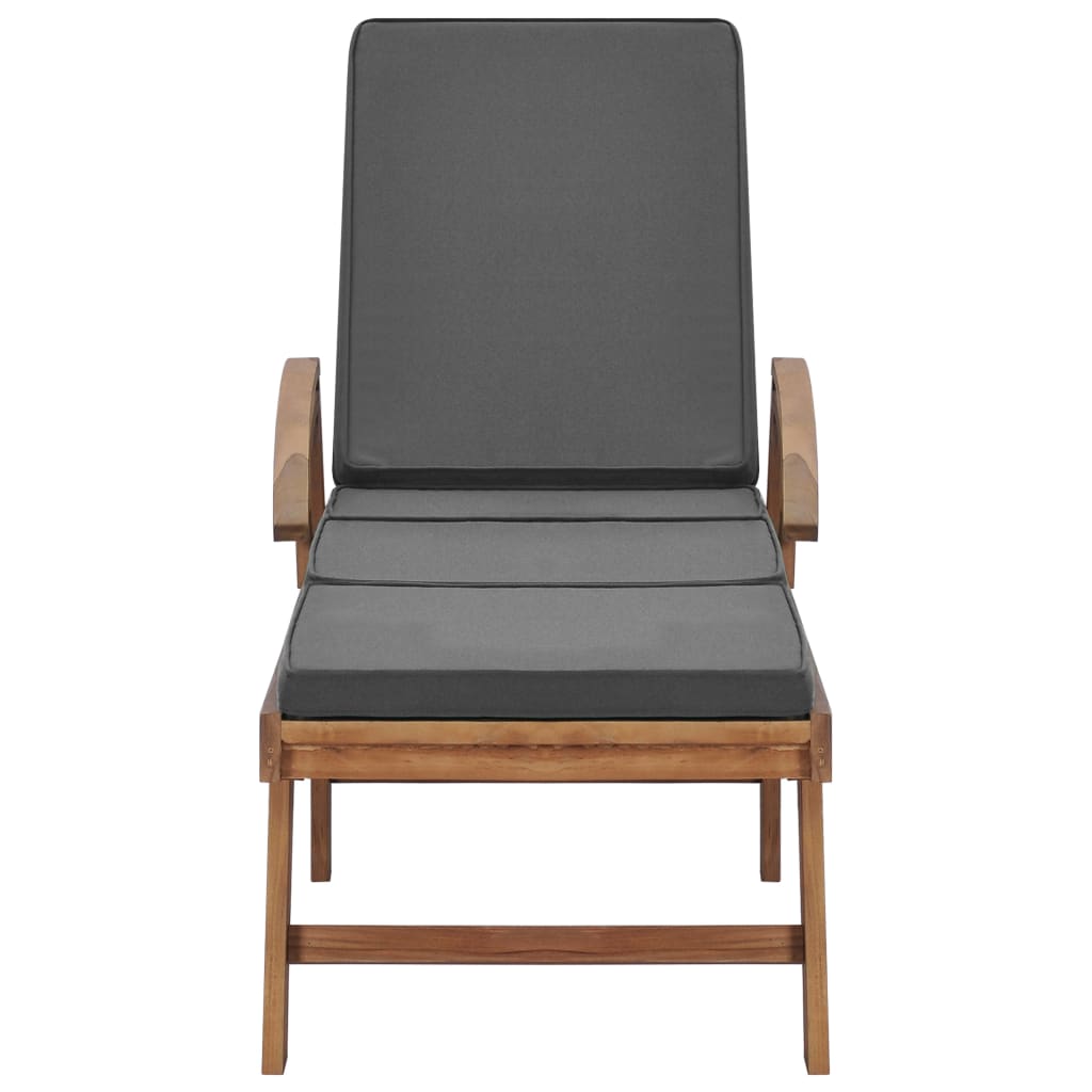Espreguiçadeiras + almofadões 2 pcs teca maciça cinzento-escuro