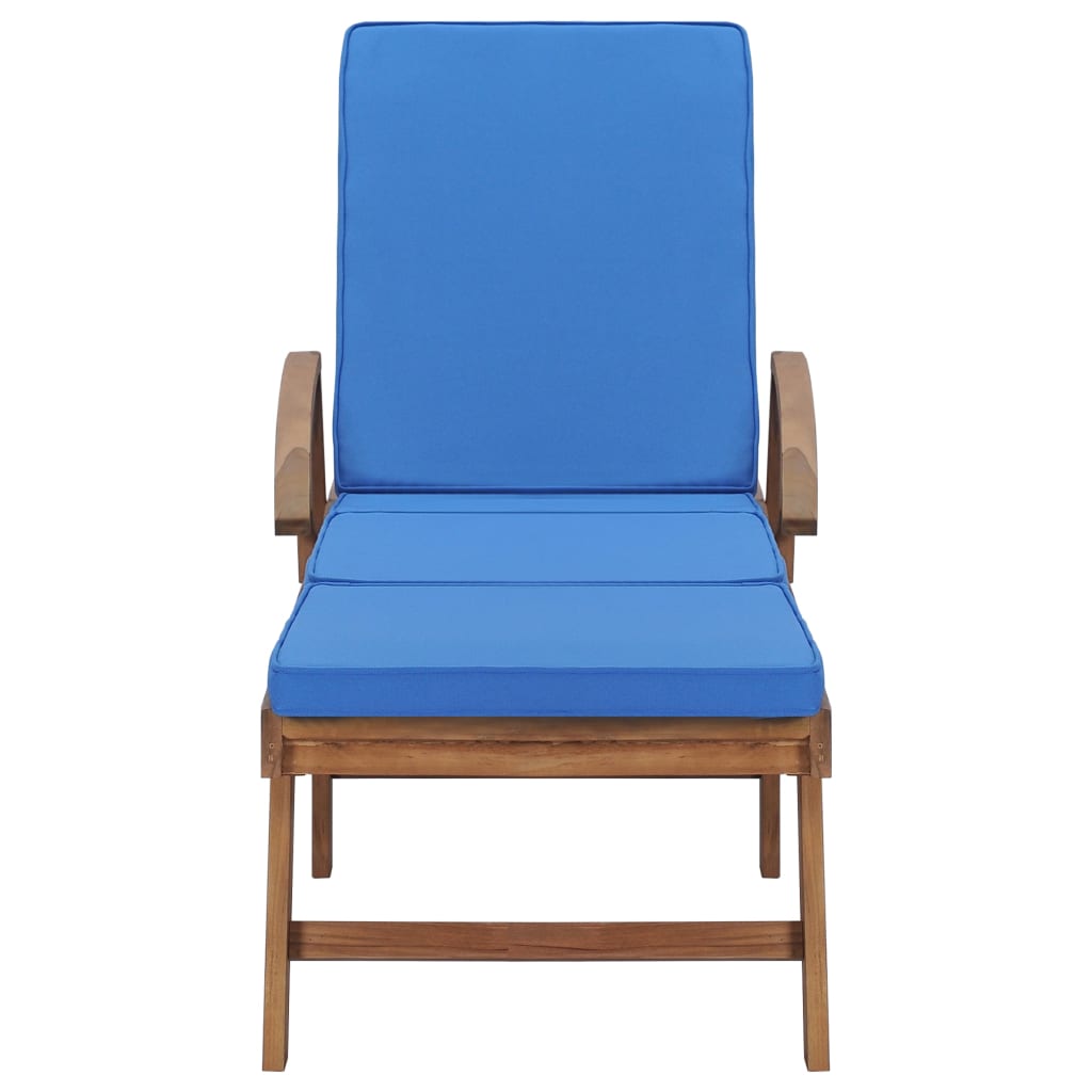 Espreguiçadeiras c/ almofadões 2 pcs madeira teca maciça azul