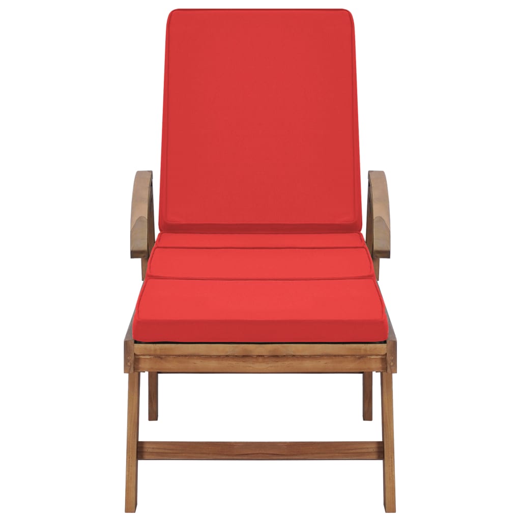 Espreguiçadeiras c/ almofadões 2 pcs teca maciça vermelho