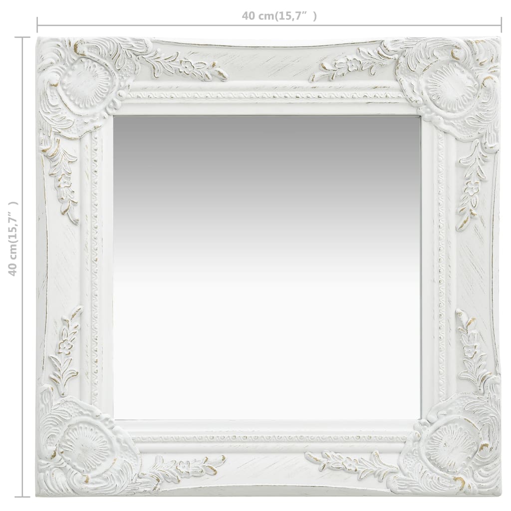 Espelho de parede estilo barroco 40x40 cm branco