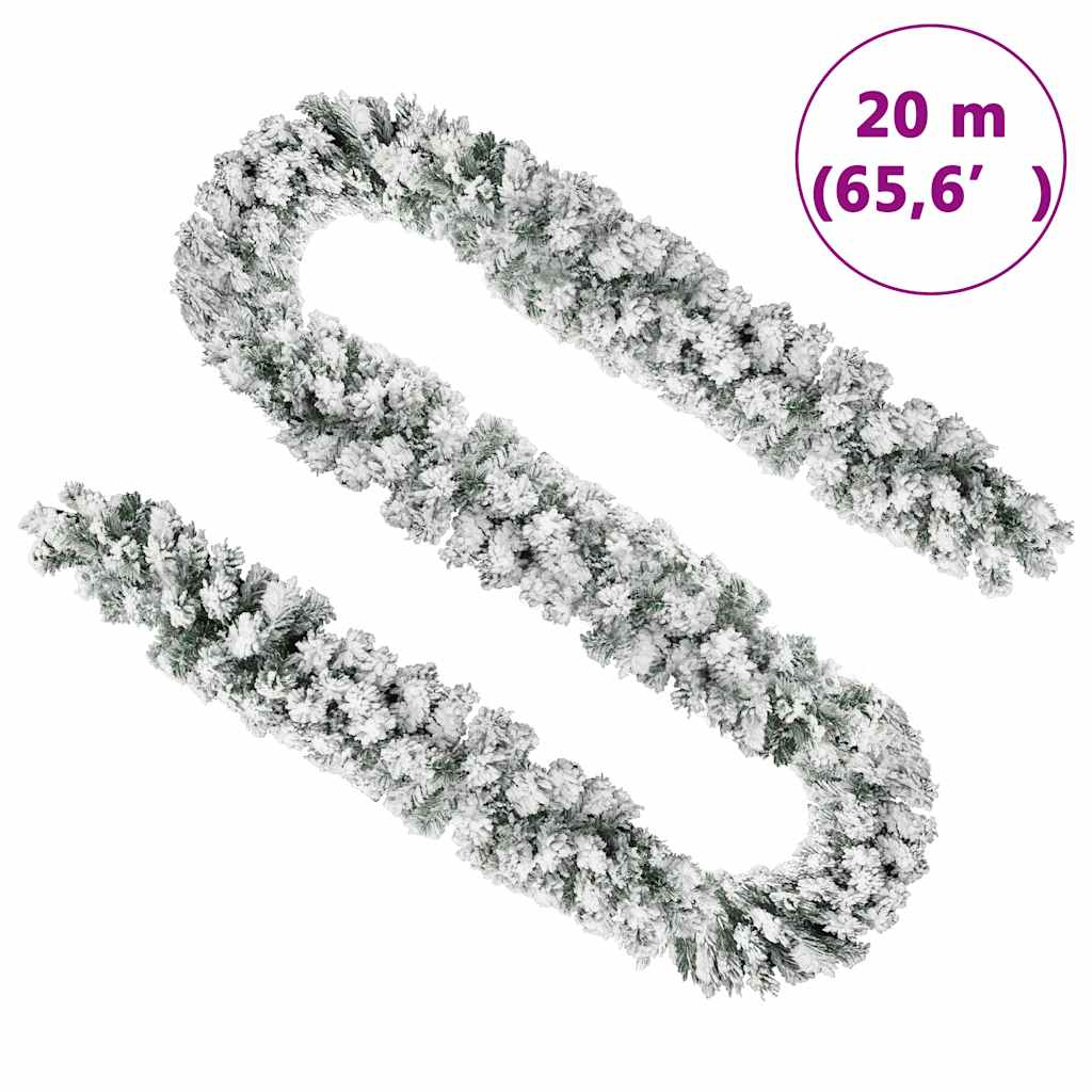Grinalda de Natal com neve 20 m PVC verde