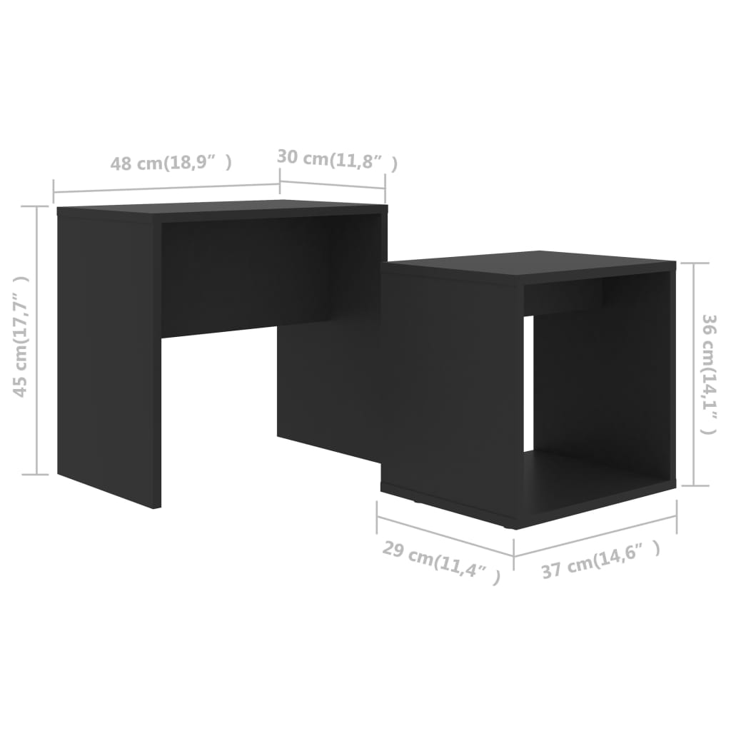 Conjunto mesas de centro derivados de madeira preto
