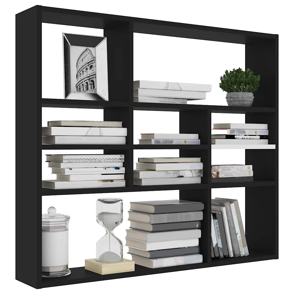Estante de parede 90x16x78 cm contraplacado preto