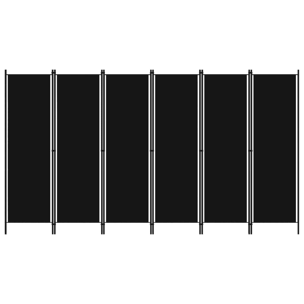 Divisória de quarto com 6 painéis 300x180 cm preto