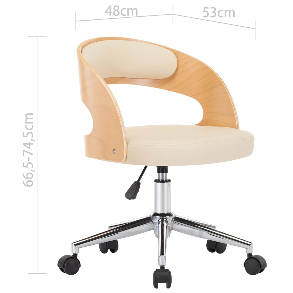 Cadeiras jantar 2 pcs madeira curvada e couro artificial creme