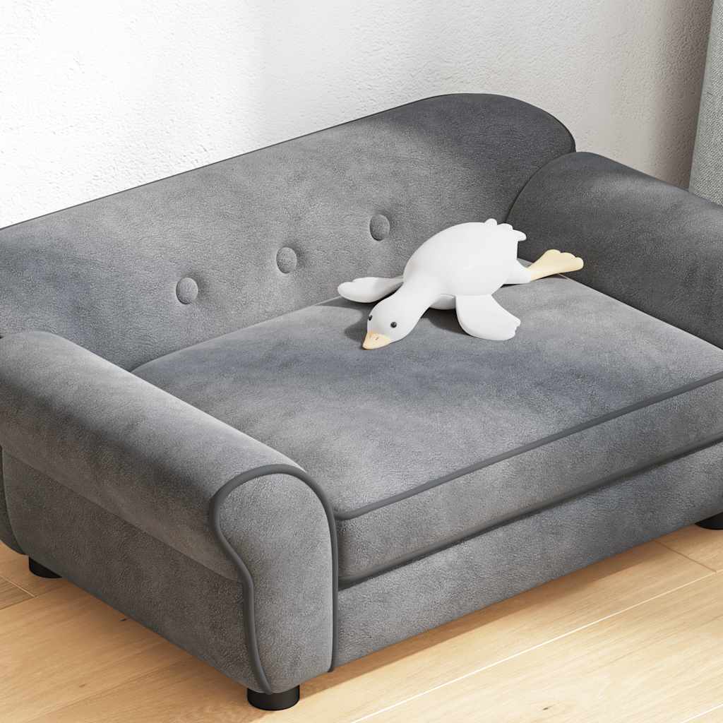 Sofá para cães 72x45x30 cm pelúcia cinzento