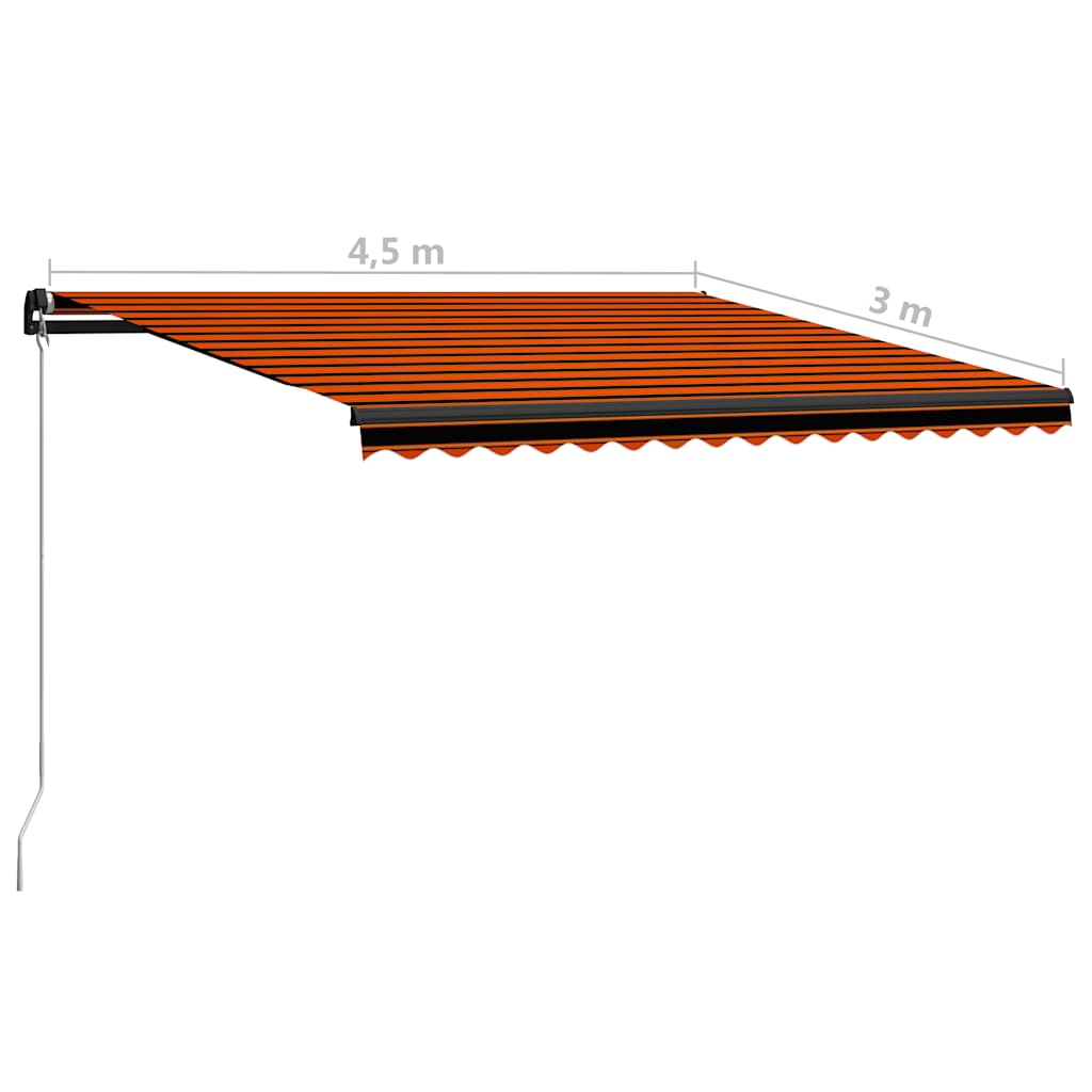 Toldo retrátil manual com LED 450x300 cm laranja e castanho