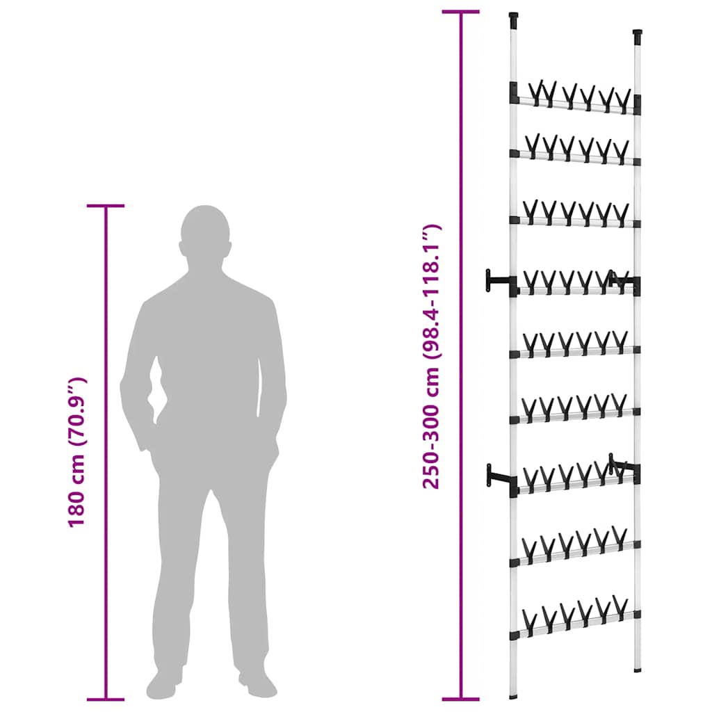 Suporte para calçado telescópico com varões alumínio