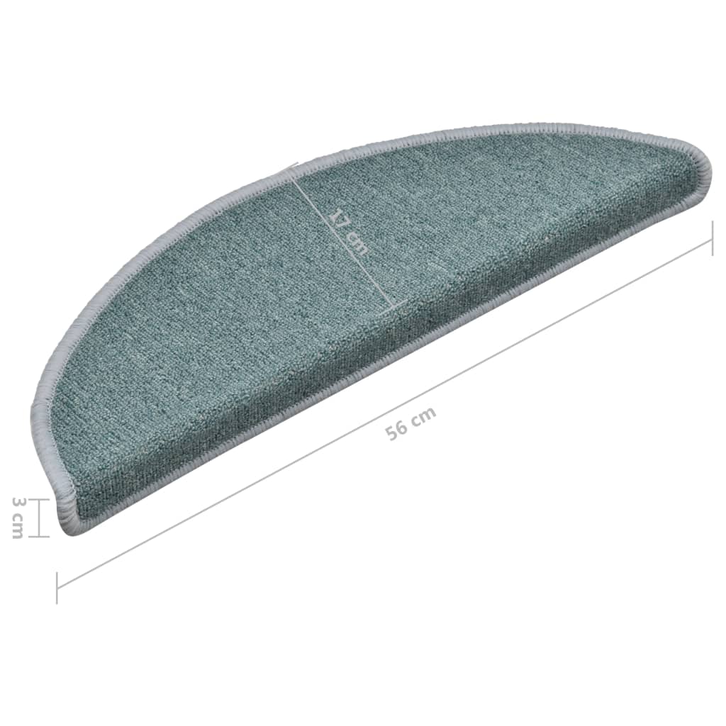 Tapetes de escada 15 peças 56x17x3 cm azul-marinho semicircular