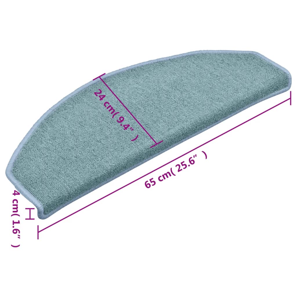 Tapetes de escada 15 peças 65x24x4 cm azul-marinho meio redondo grande