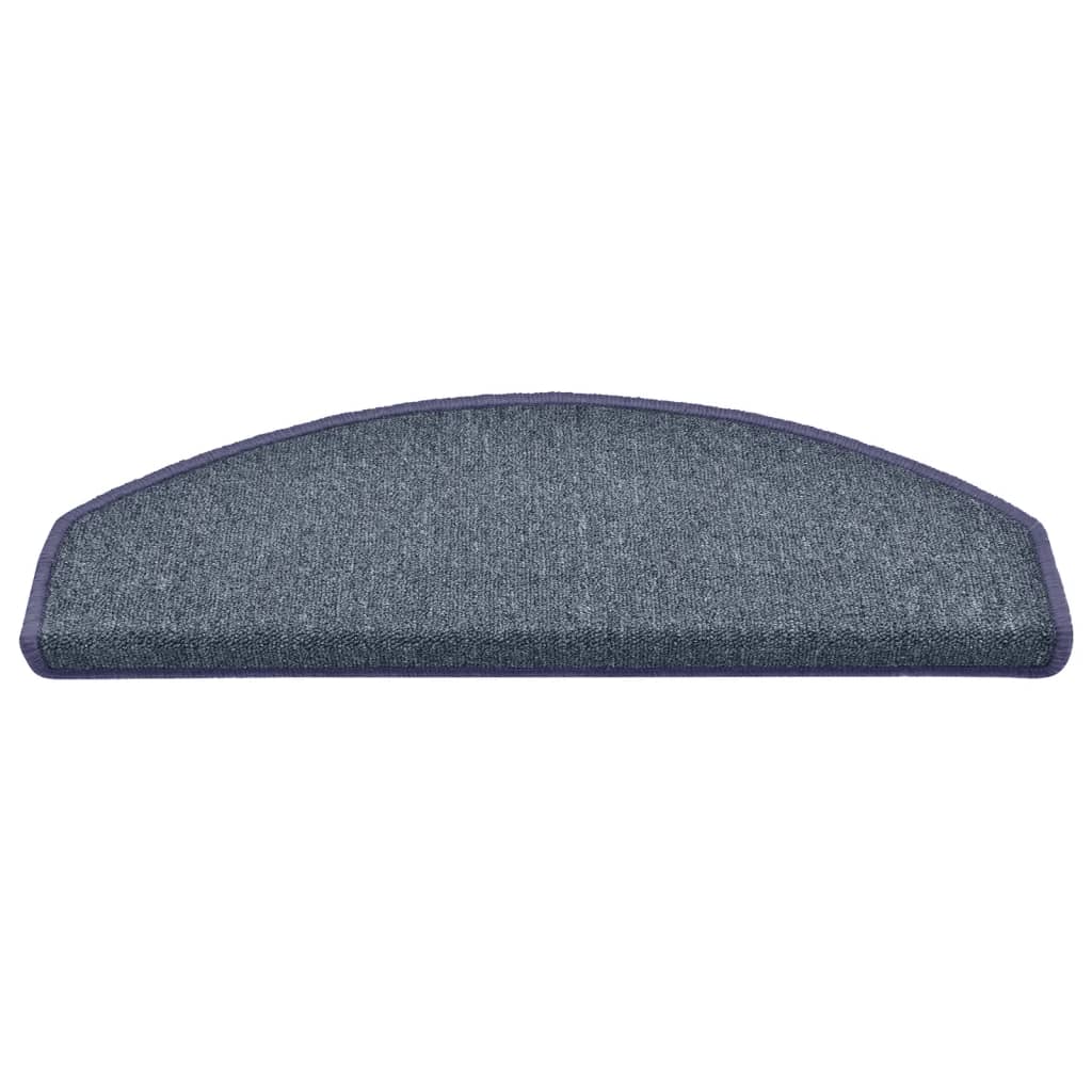Tapetes de escada 15 peças 65x24x4 cm cinza escuro e azul semicircular grande