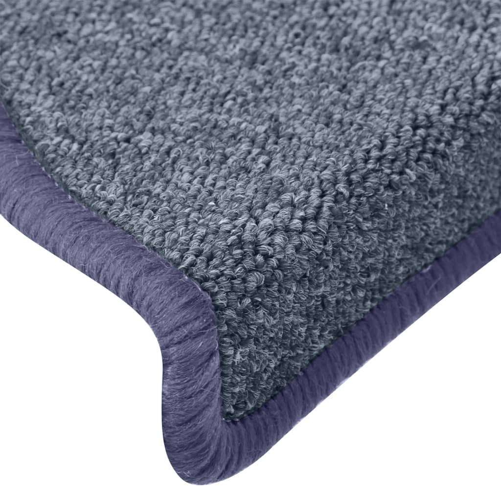 Tapetes de escada 15 peças 65x24x4 cm cinza escuro e azul semicircular grande