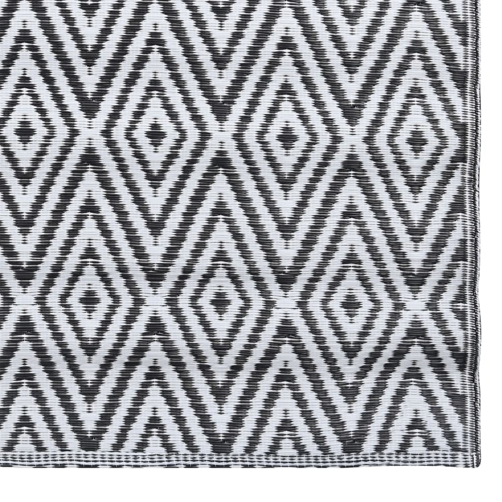 Tapete de exterior 120x180 cm ARAKIL PP branco e preto