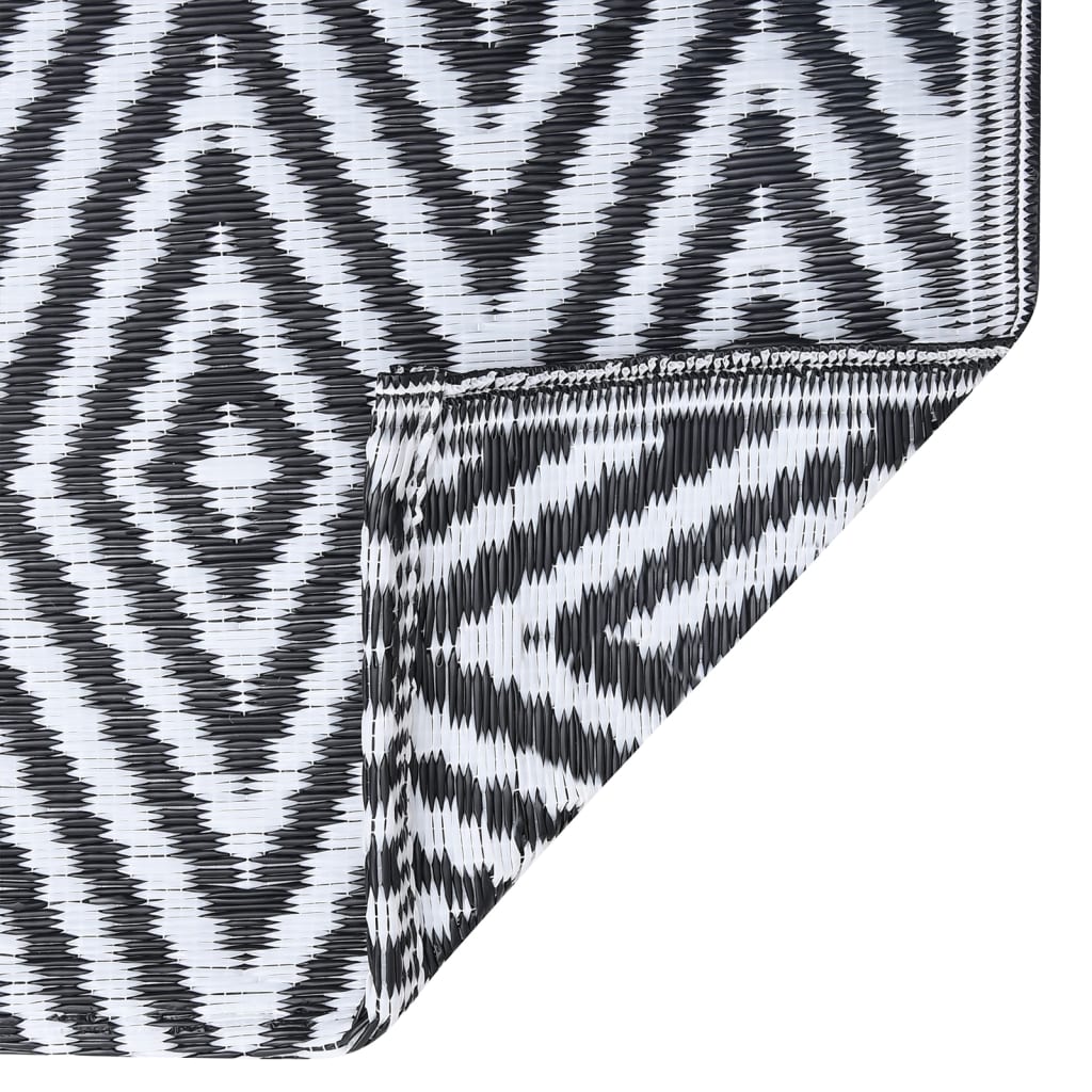 Tapete de exterior 160x230 cm ARAKIL PP branco e preto