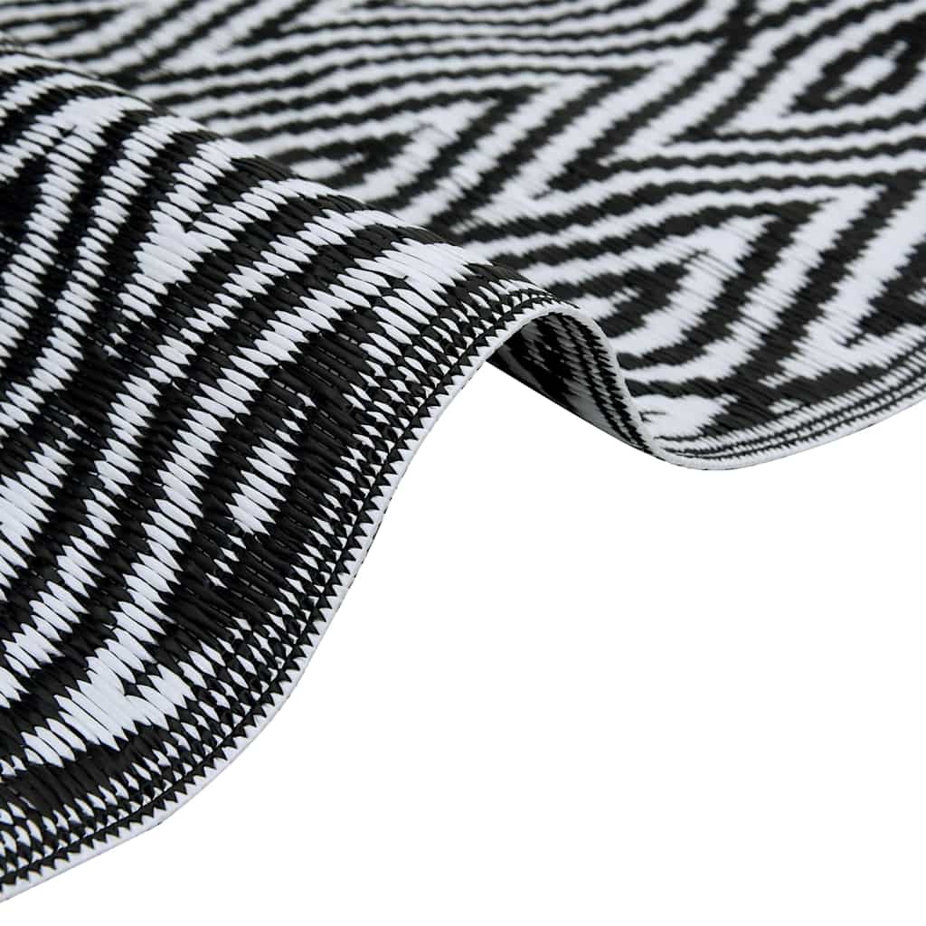 Tapete de exterior 190x290 cm ARAKIL PP branco e preto