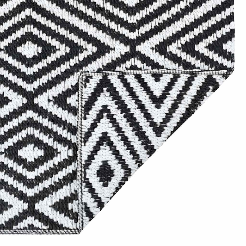 Tapete de exterior 190x290 cm ARAKIL PP branco e preto