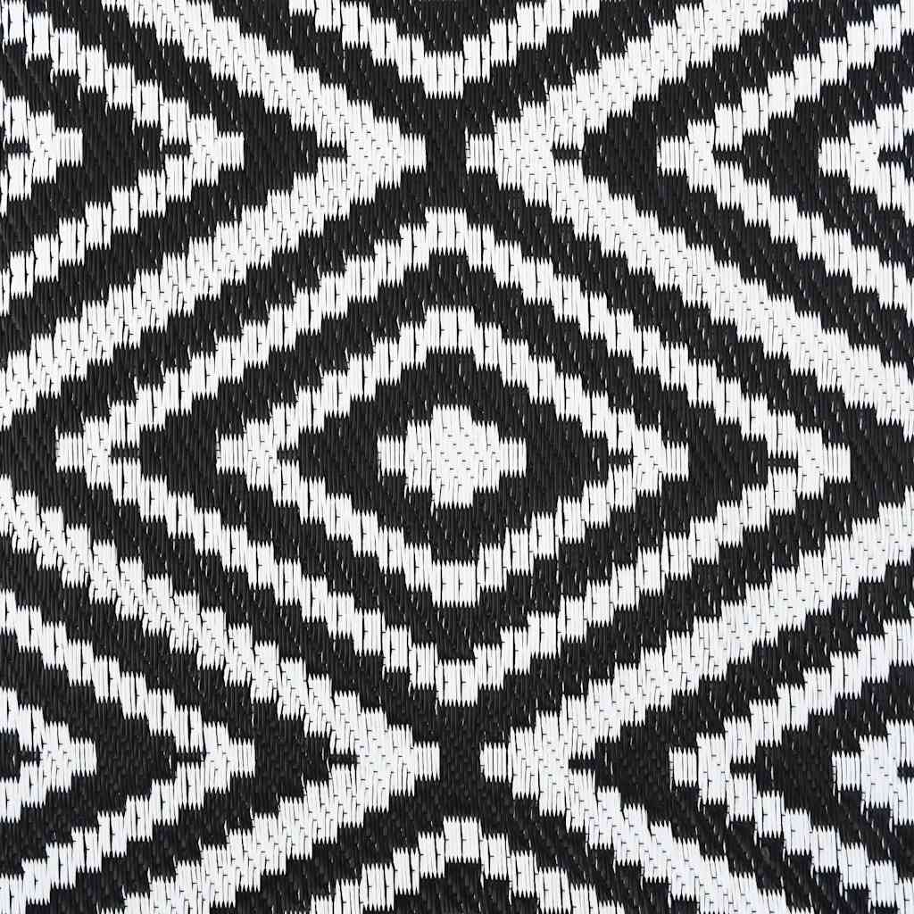 Tapete de exterior 190x290 cm ARAKIL PP branco e preto