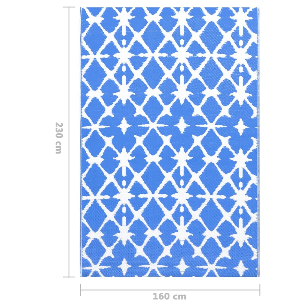 Tapete de exterior 160x230 cm ARAKIL PP azul e branco