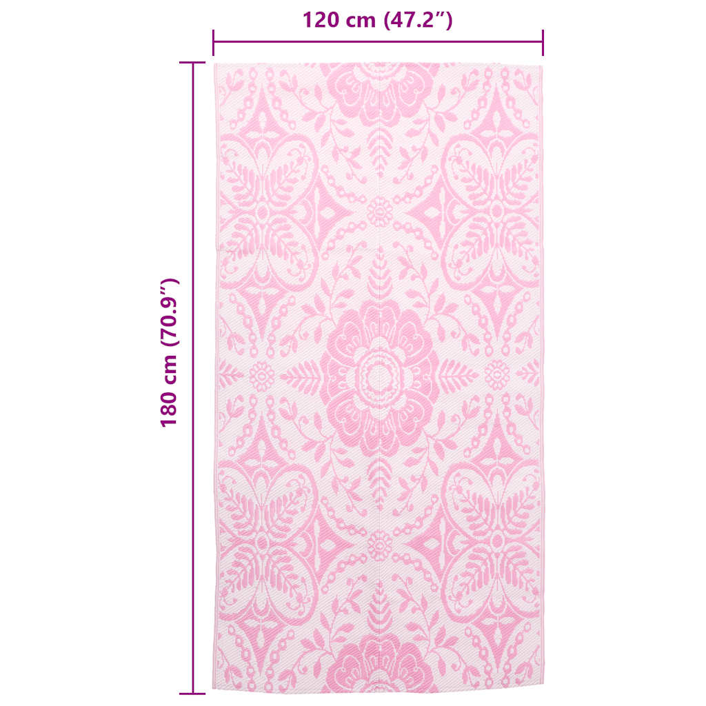 Tapete de exterior 120x180 cm ARAKIL PP cor-de-rosa